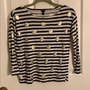 J. Crew Gold Dots and Gray Stripes Shirt, Size S